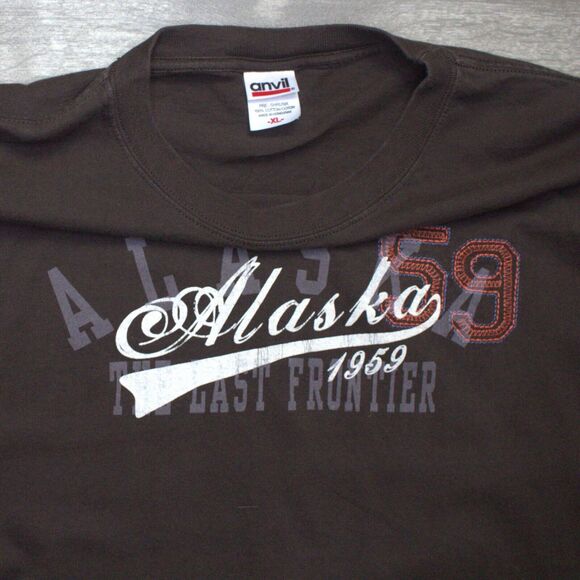 Vintage Anvil Alaska Long sleeve Brown Shirt Embroidered Size XL - Picture 3 of 4
